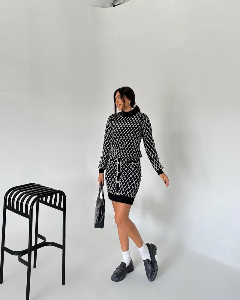 Vintage Plaid Sweater Dress - Image 3